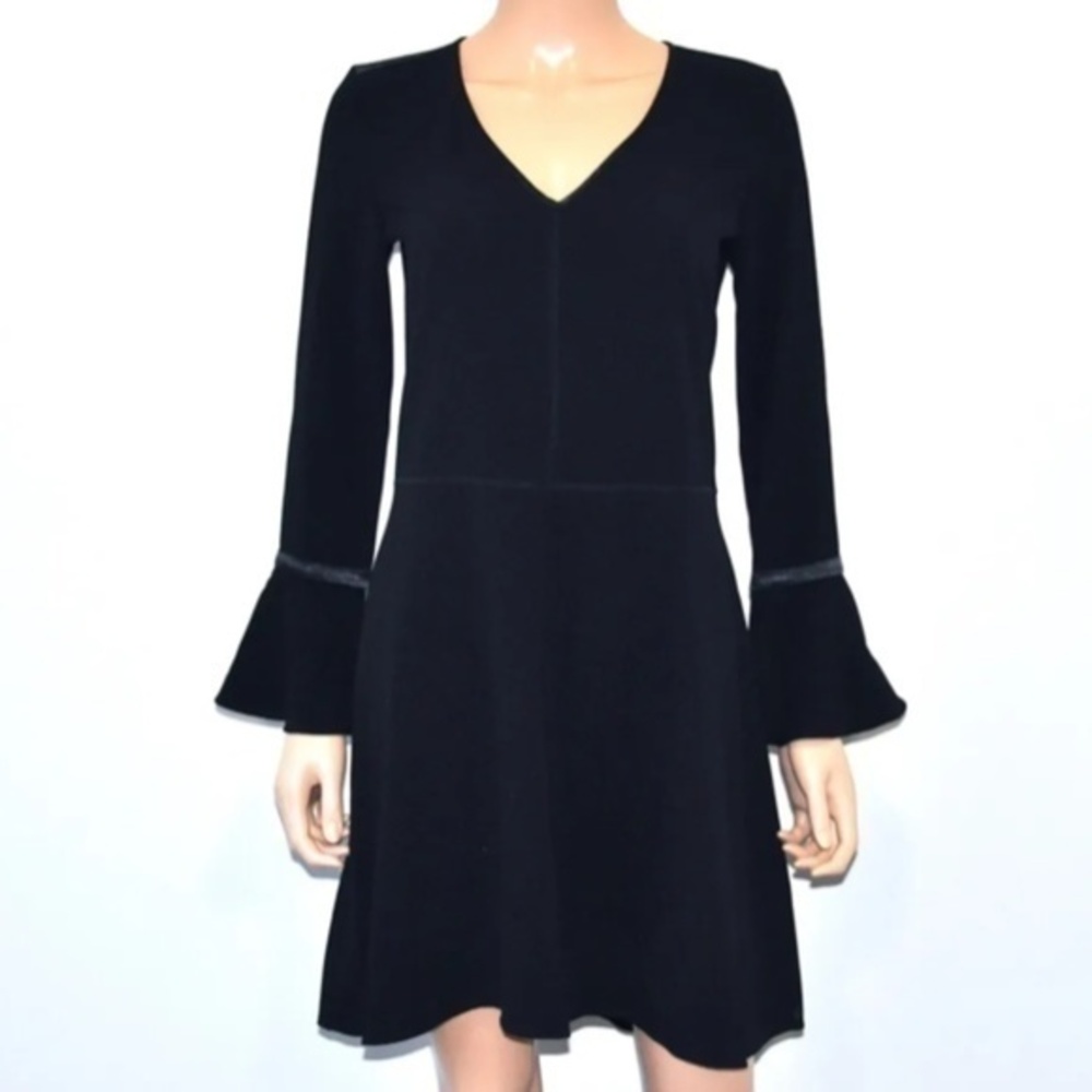 🍕🪻SCOTCH & SODA Crepe Long Sleeve Dress Black Bell Sleeve CLOSEOUT